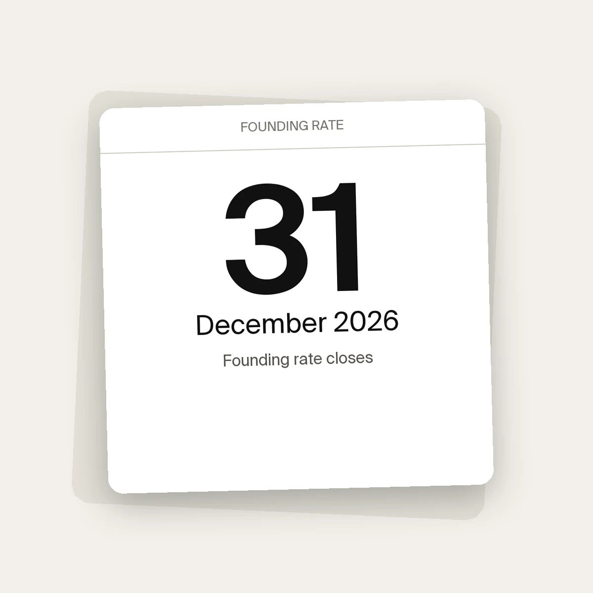31 December 2026, the last day of the founding rate
